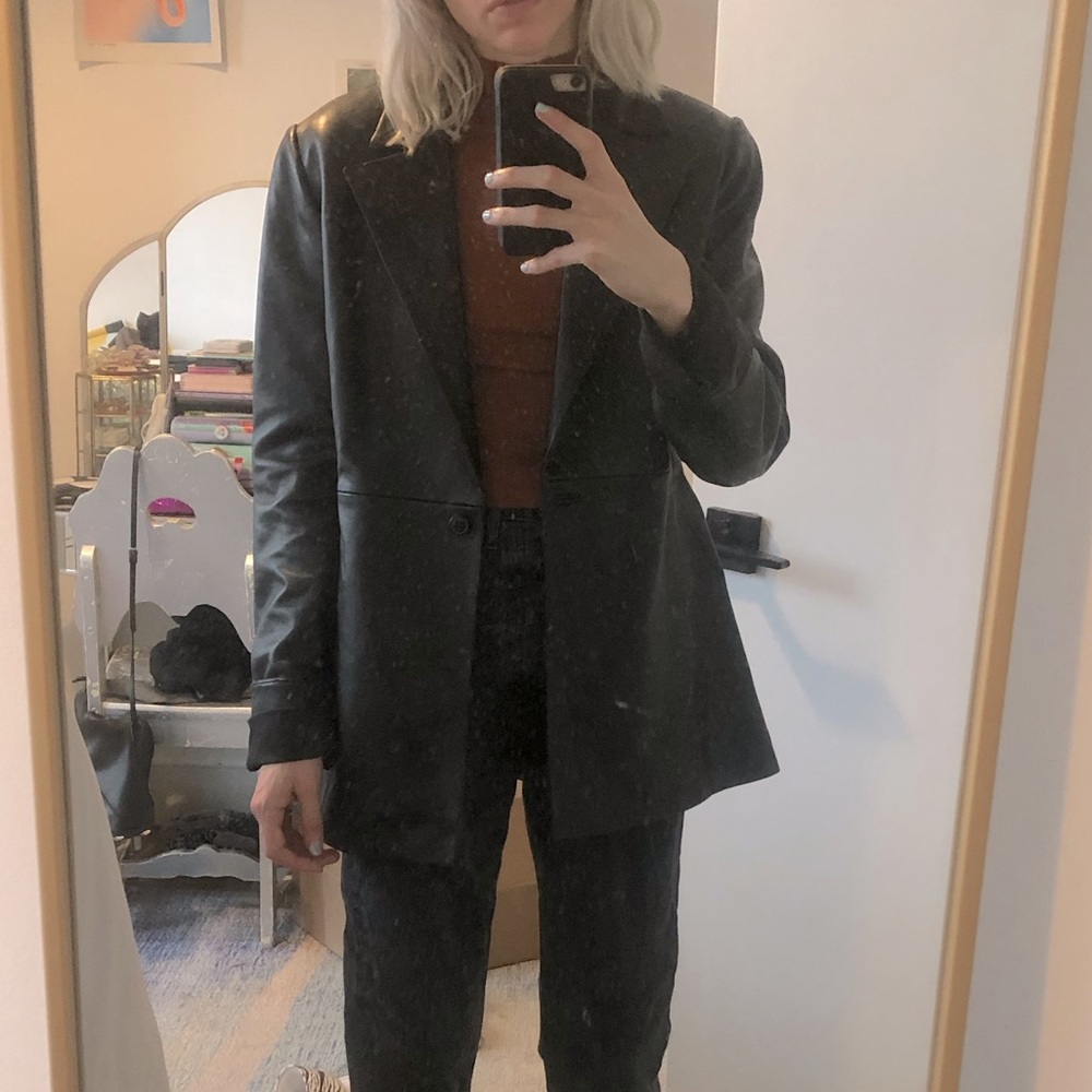 Reformation X Veda leather blazer size small